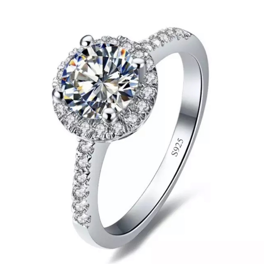 925 STERLING SILVER 2CTW LUXURY DIAMOND RING - Picture 5 of 6